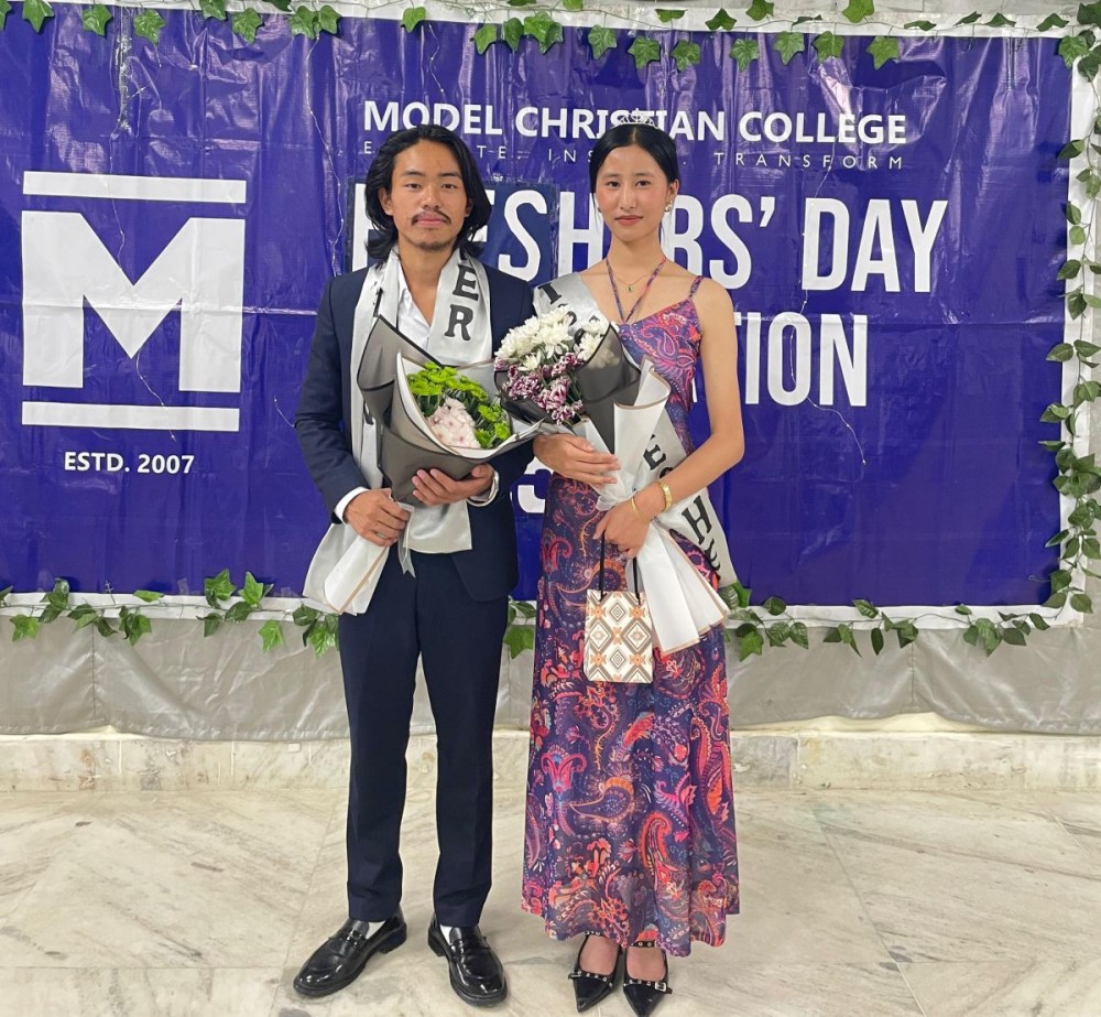 Dangli L Sangtam - Mr. Fresher 2025 and Kavei-o Pulo - Miss Fresher 2025 of Model Christian College.